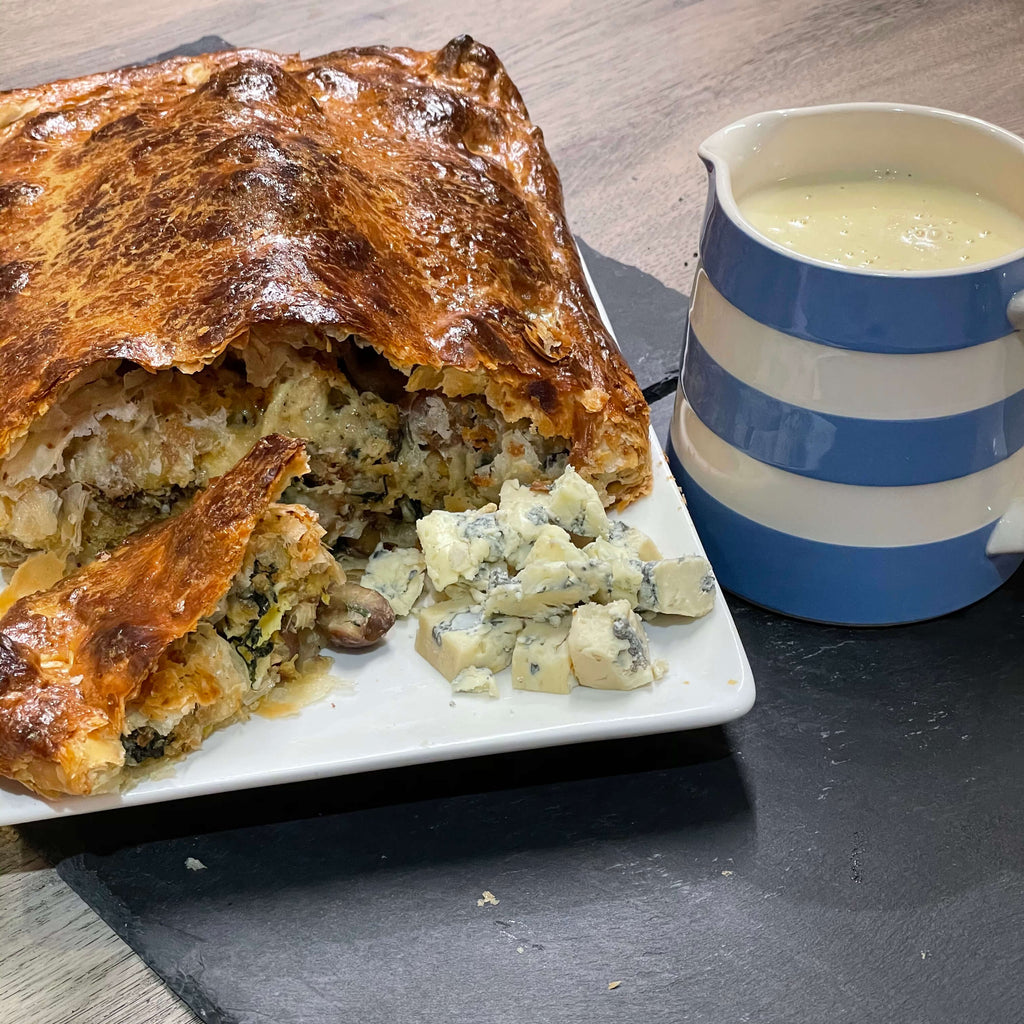 Chestnut, spinach & Cornish Blue en croûte recipe - The Cornish Cheese Co