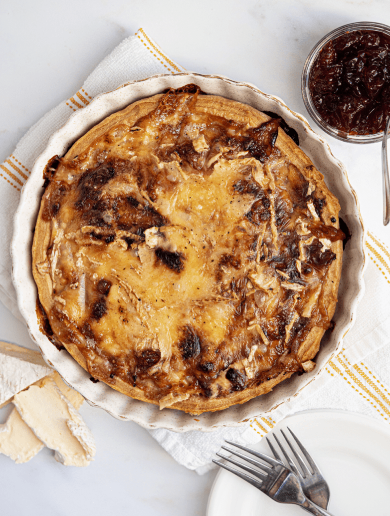 Cornish Brie & caramelised red onion tart recipe - The Cornish Cheese Co