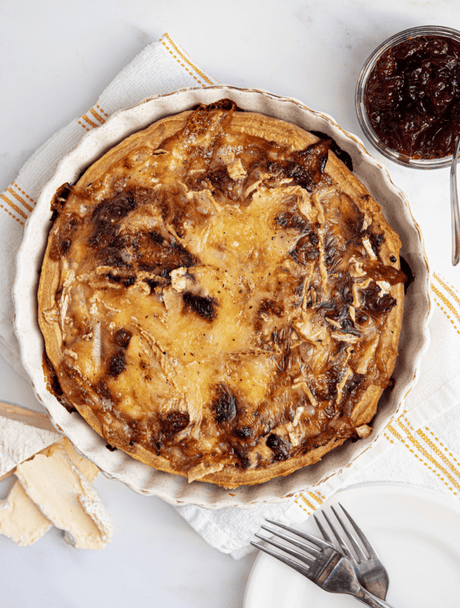 Cornish Brie & caramelised red onion tart recipe - The Cornish Cheese Co