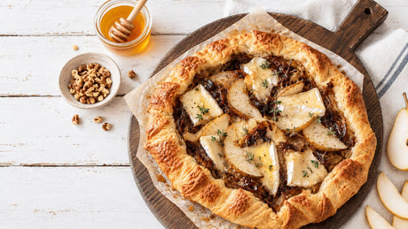 Honey-Roasted Pear, Cornish Brie & Caramelised Onion Galette - The Cornish Cheese Co