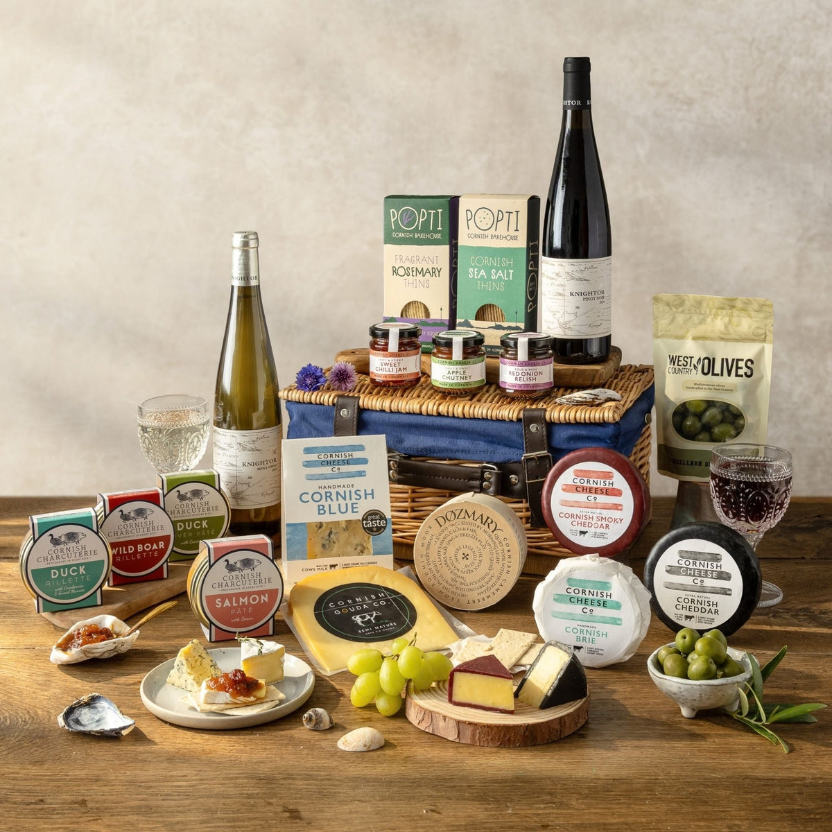 Cornish Wine, Charcuterie & Cheese Party Hamper - gift-cornish-wine-charcuterie-and-cheese-party-hamper - Hamper - The Cornish Cheese Co